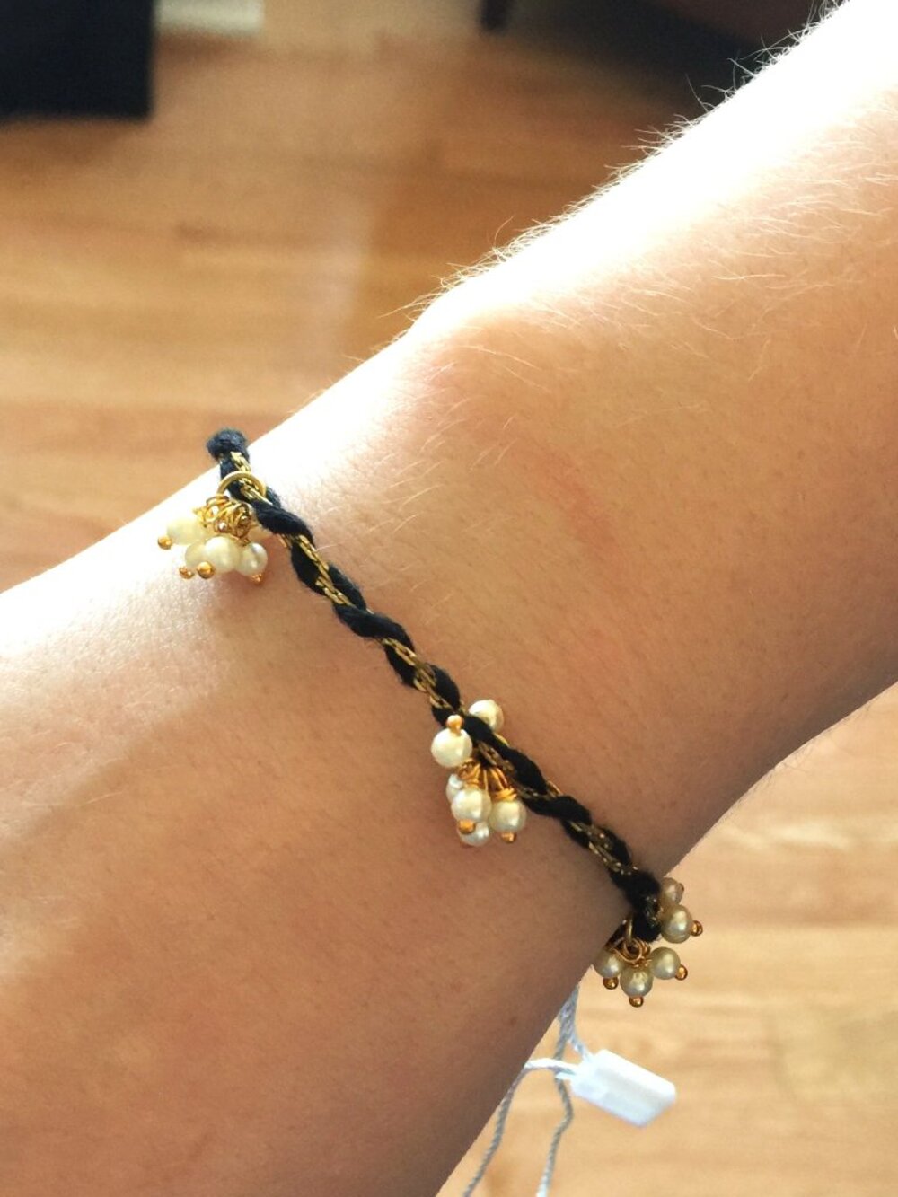 Petite Black Bracelet with Pearls. Boho style. NEW